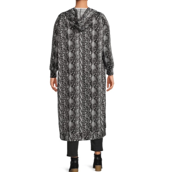 Women's Plus Size Snakeskin Print Hooded Cardigan from Allison Taylor - Picture 2 of 4